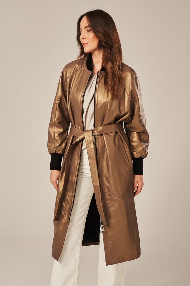 Long leather coat women